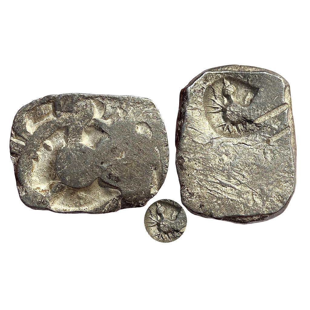 Ancient Archaic Series Punch Marked Coinage attributed to Pauravas of Kaushambi Silver 1/2 Karshapana
