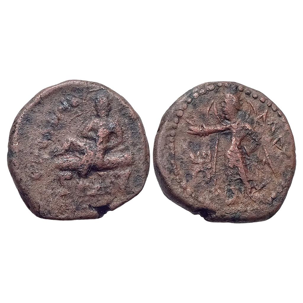 Ancient Kushanas Huvishka Mao Copper Tetradrachm