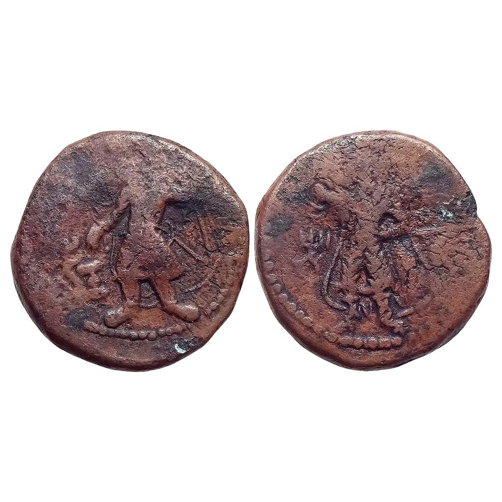 Ancient Kushanas Kanishka I Atsho, Mithra or Mao Copper Tetradrachm