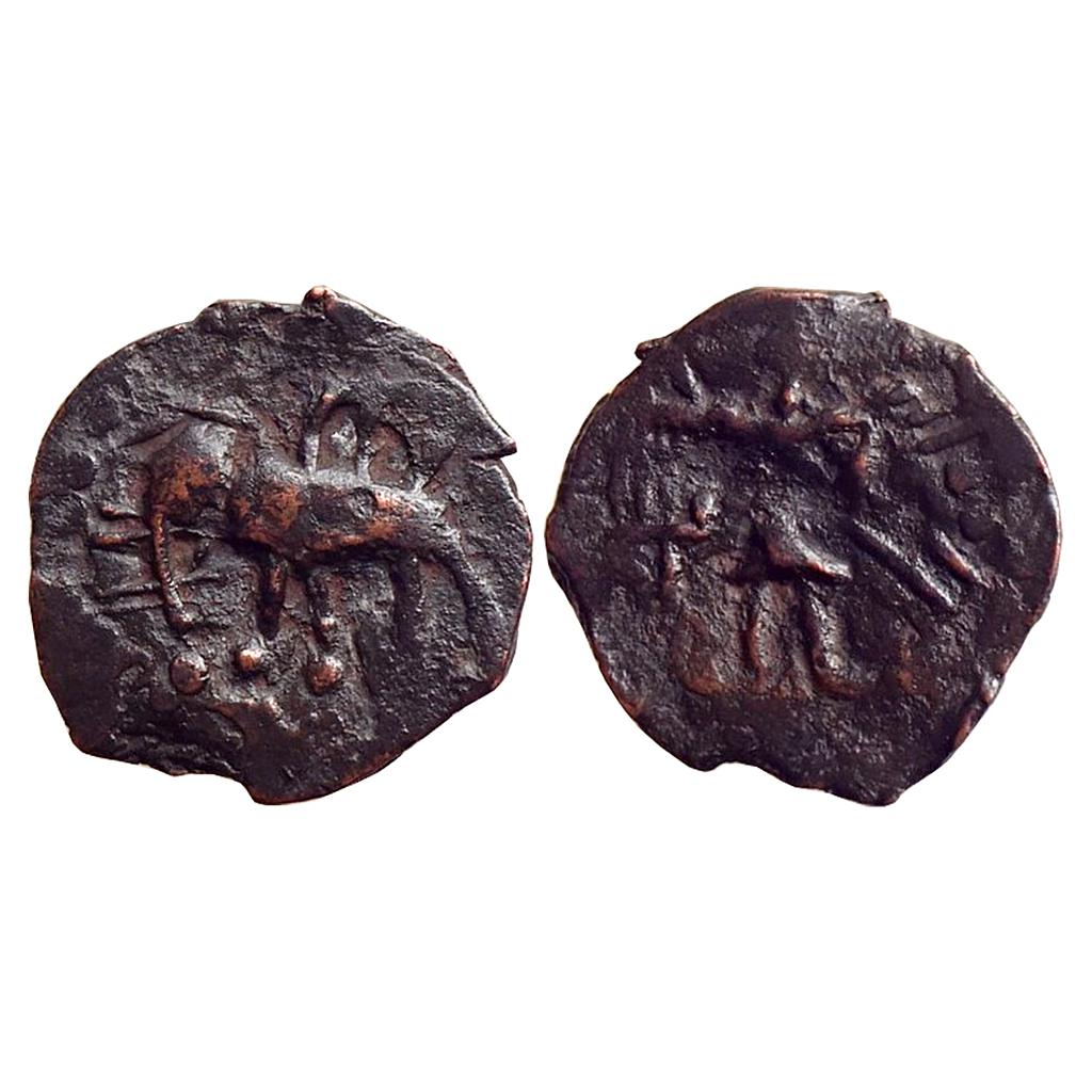 Ancient Kushanas Huvishka Mao Copper Half-Drachm