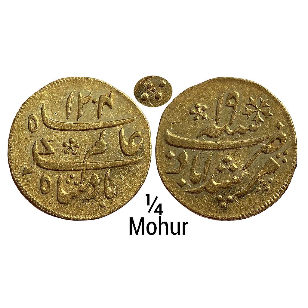 EIC Bengal Presidency INO Shah Alam II Murshidabad Mint struck at Calcutta Gold 1/4 Mohur