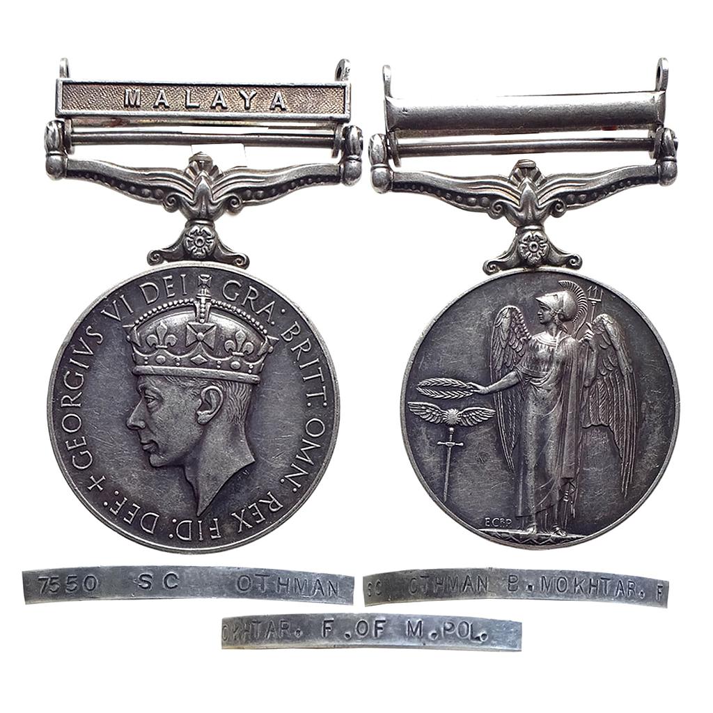 India General Service Medal George VI Malaya Police Silver Medal