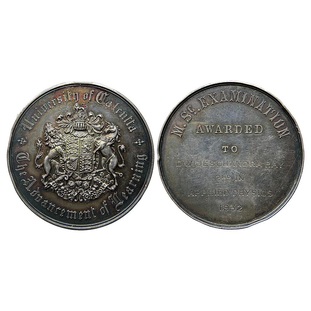 Medals University of Calcutta MSc. Examination 1932 AD Silver Medal
