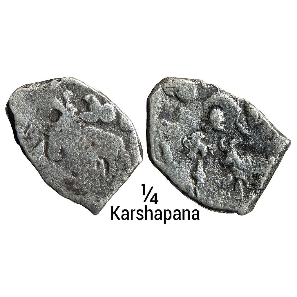 Ancient Punch Marked Coinage Saurashtra Janapada Silver 1/4 Karshapana