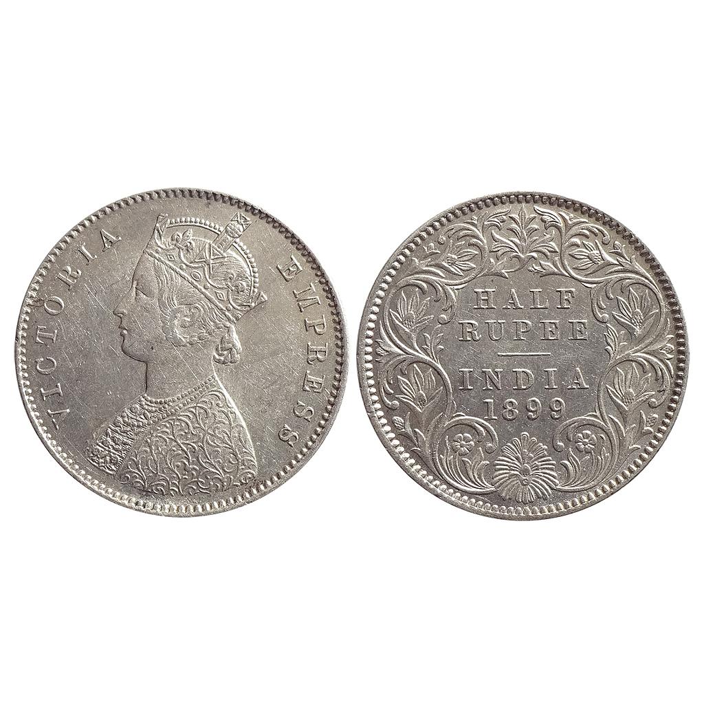 British India, Victoria Empress, 1899 AD, Calcutta Mint, A / I / C incuse, Silver "1/2 Rupee"