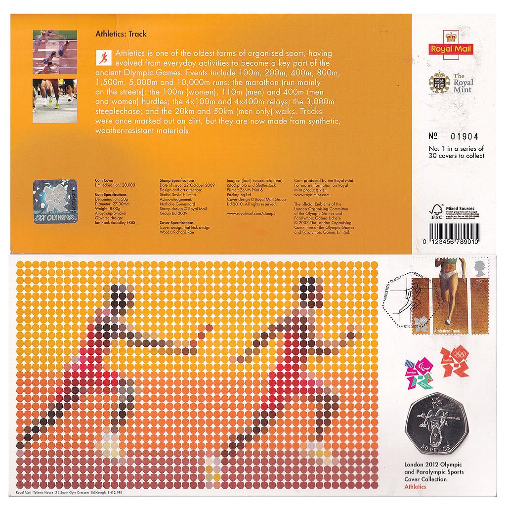 Royal Mail The Royal Mint GB 2012 London Olympics Athletics Cupro-Nickel 50 Pence
