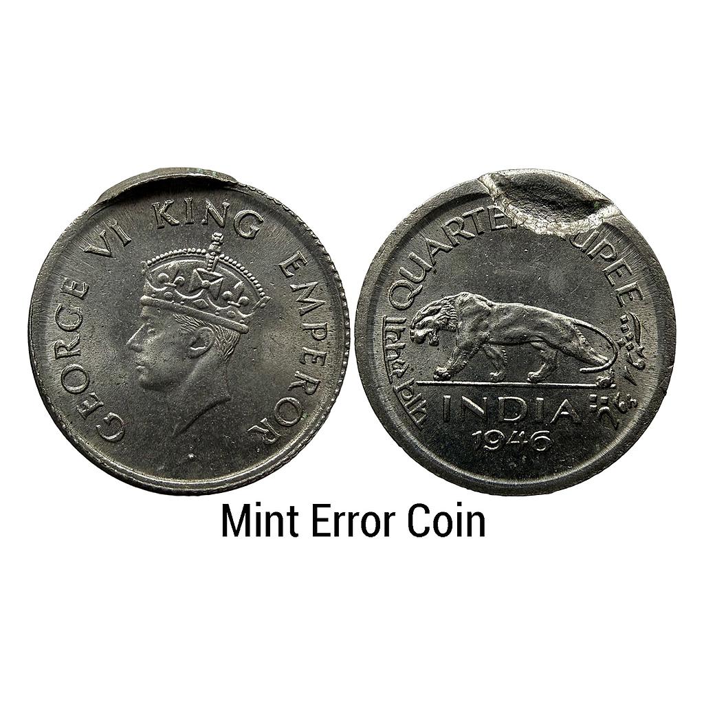 British India George VI 1946 AD Error Nickel 1/4 Rupee