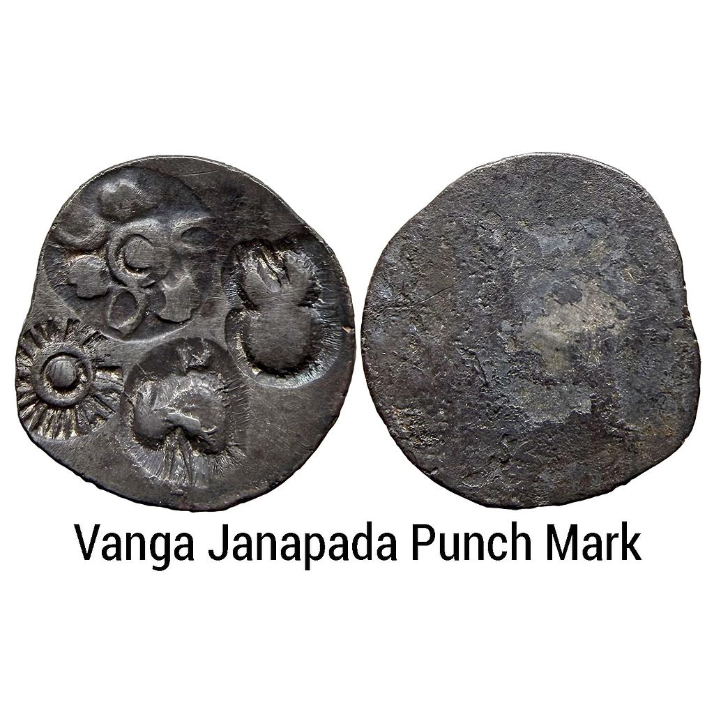 Ancient Punch Marked Coinage Lower Ganga Delta Region Mahastangarh Series Silver 1/2 Karshapana