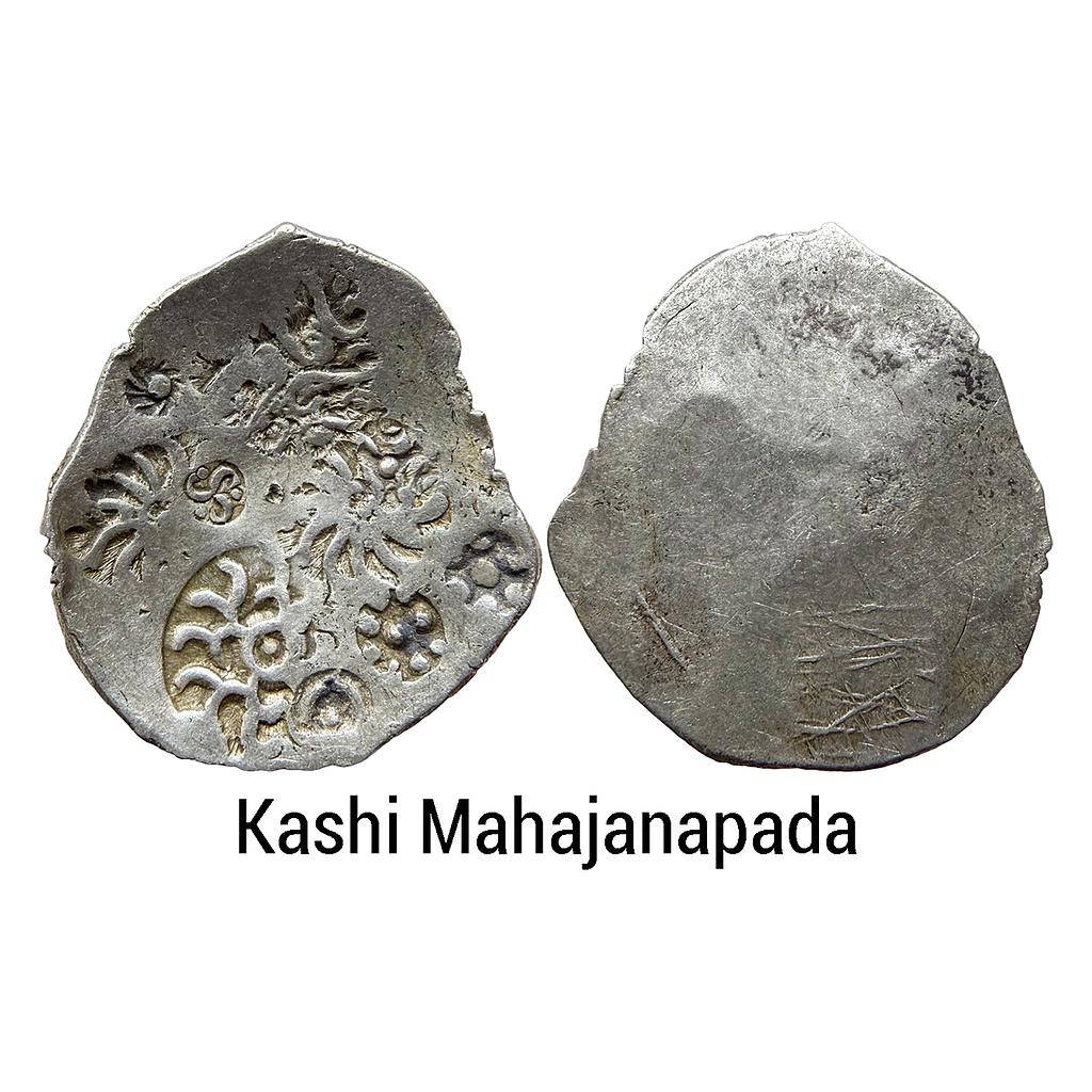 Ancient Kashi Mahajanapada Punch Marked Coinage Middle Ganga valley Series 8 AABC Configuration Archaic Scyphate PMC Silver Vimshatika
