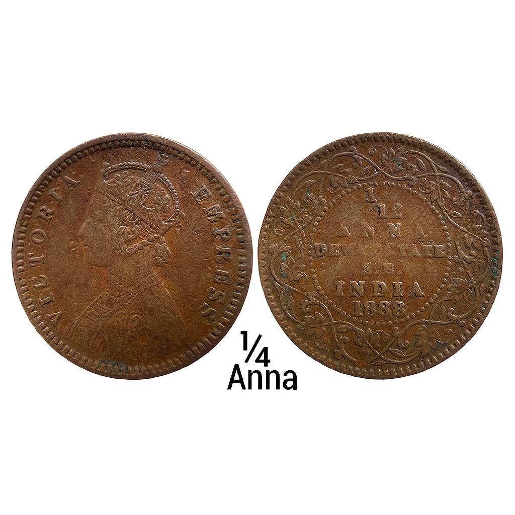 IPS Dewas State British Protectorate Junior Branch &amp; Senior Branch Narayan Rao 1888 AD Allote Mint Copper 1/4 Anna