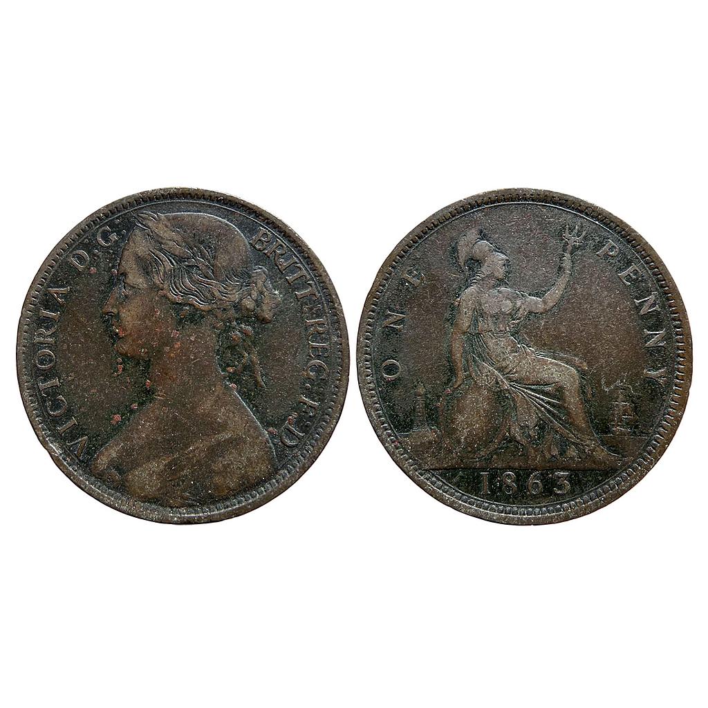 United Kingdom Victoria 1863 AD Bronze 1 Penny