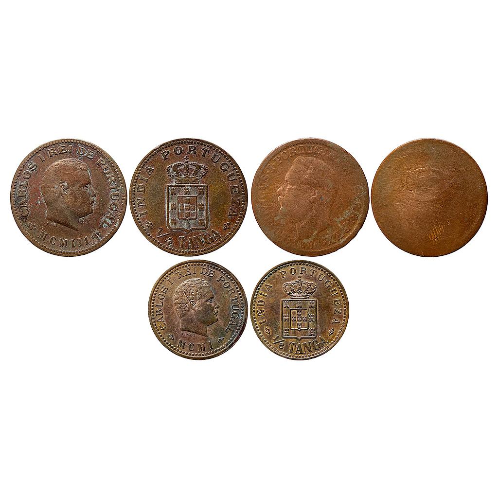 Indo Portuguese Carlos I Luiz I (Ludwig) Copper 1/4 Tanga 1/4 Tanga 1/8 Tanga