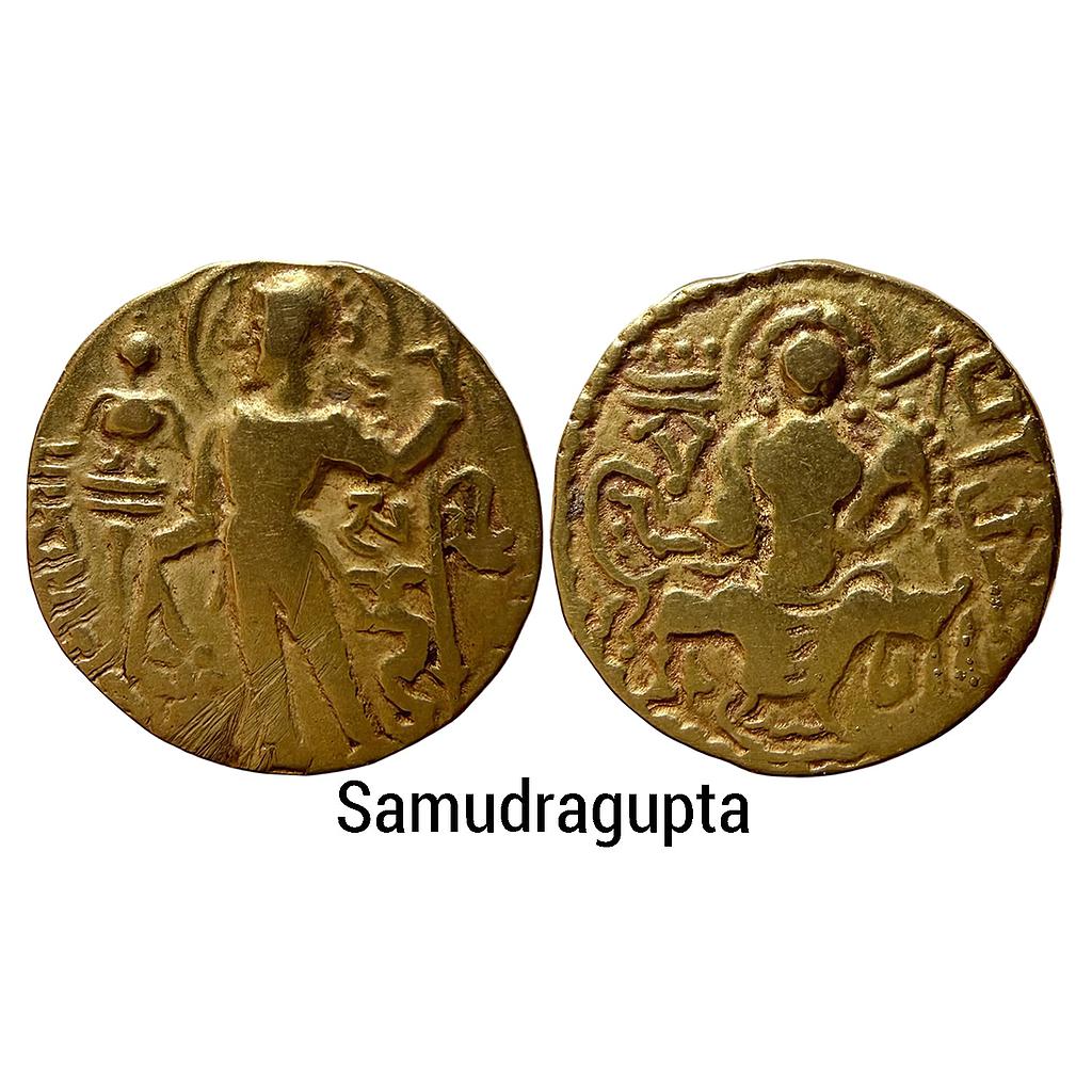 Ancient Guptas Samudragupta Sceptre Standard type Gold Dinar