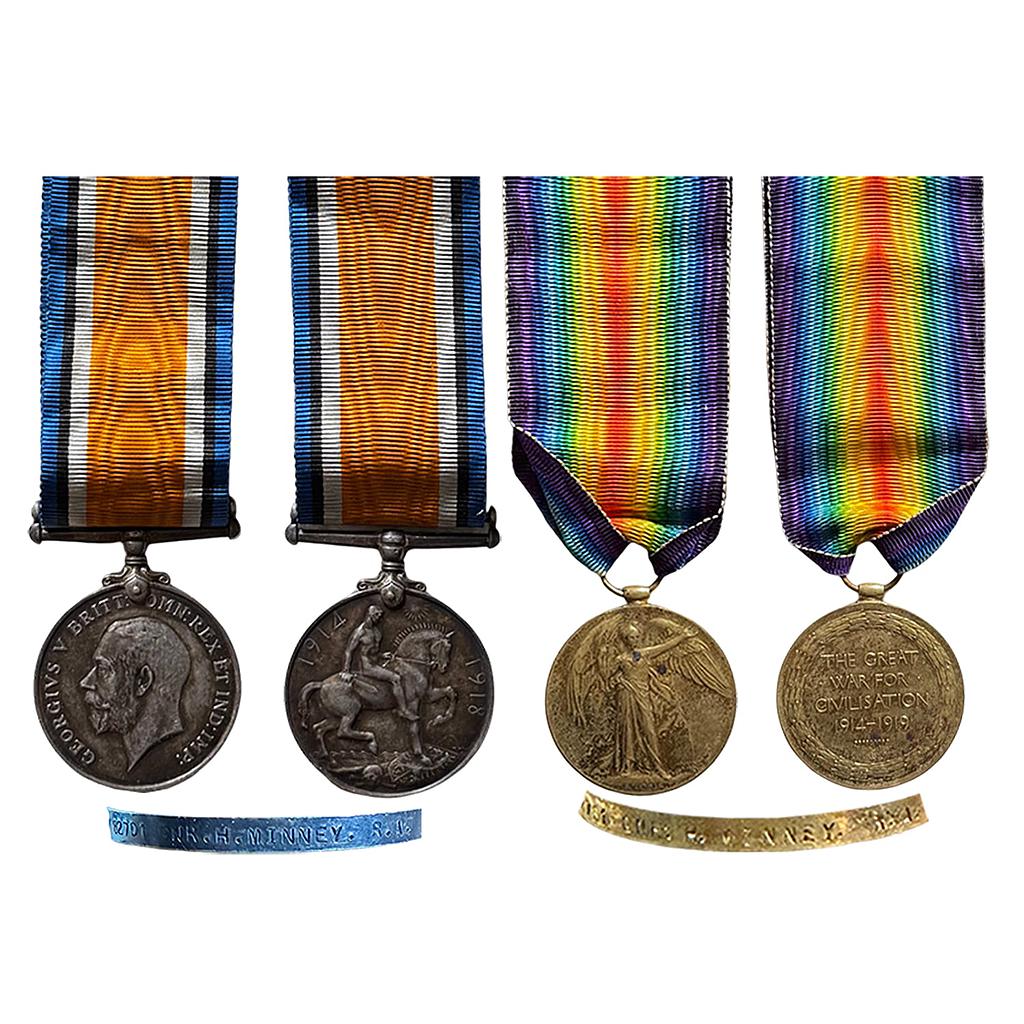 Set of 2 Medals British War Medal George V Silver Medal The Great War for Civilisation Victory Bronze Medal