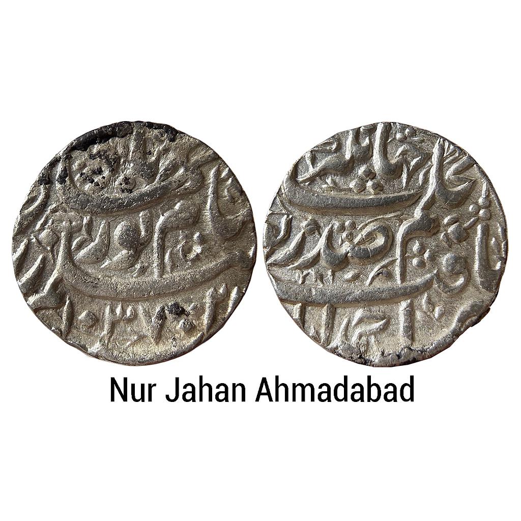 Mughal Nur Jahan Ahmadabad Mint Silver Rupee