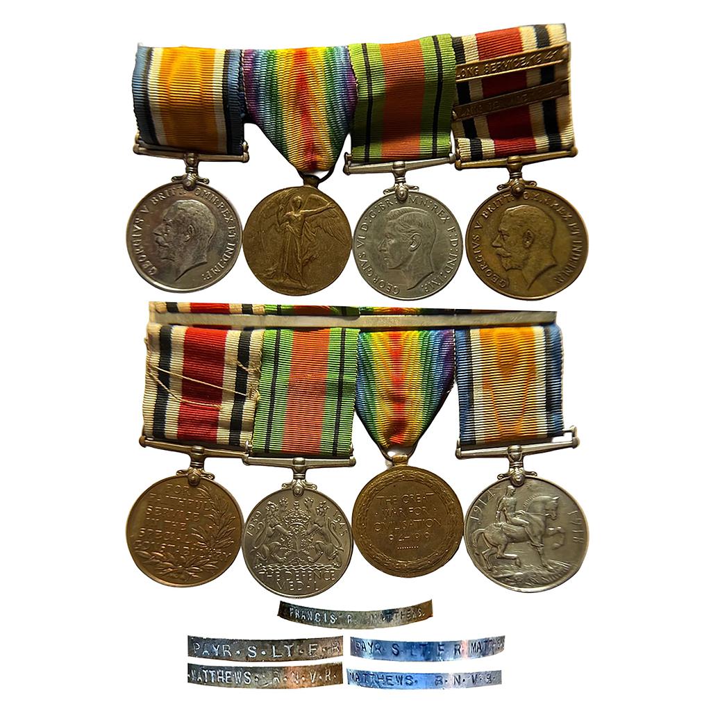 Set of 4 Medals FRANCIS.A.MATTHEWS.R.N.V.R Silver Bronze Silver (.800) Medal