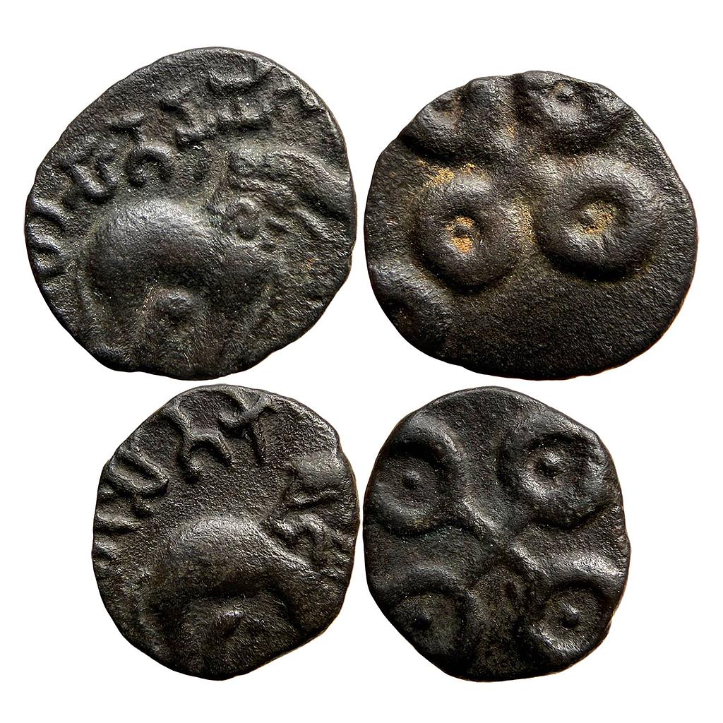 Ancient Satavahanas Vasisthiputra Siri Satakarani Universal Potin Type Set of 2 Coins Potin Unit