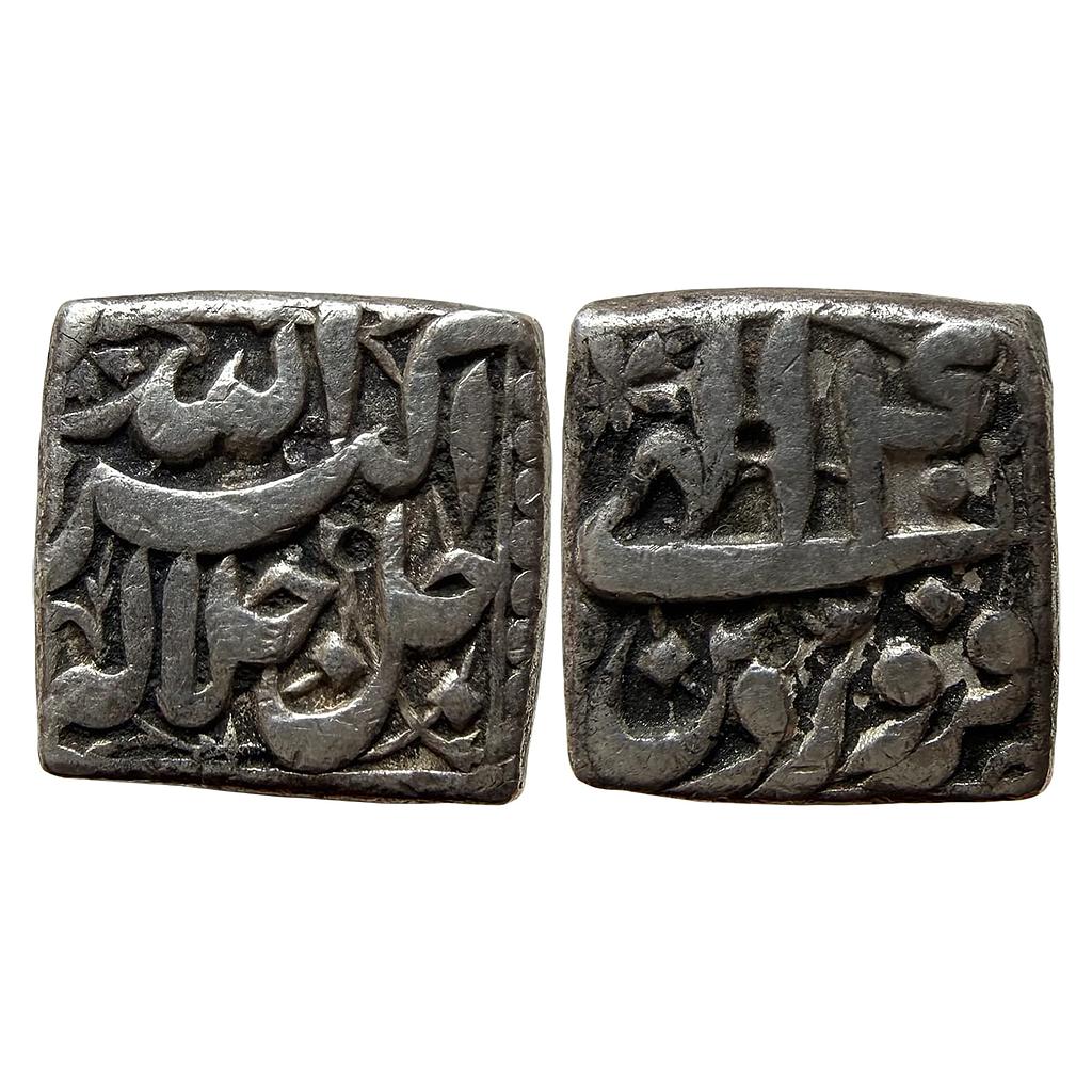 Mughal Akbar Jalla Jalalahu type Ilahi Month Farwardin Aries Silver Square Rupee