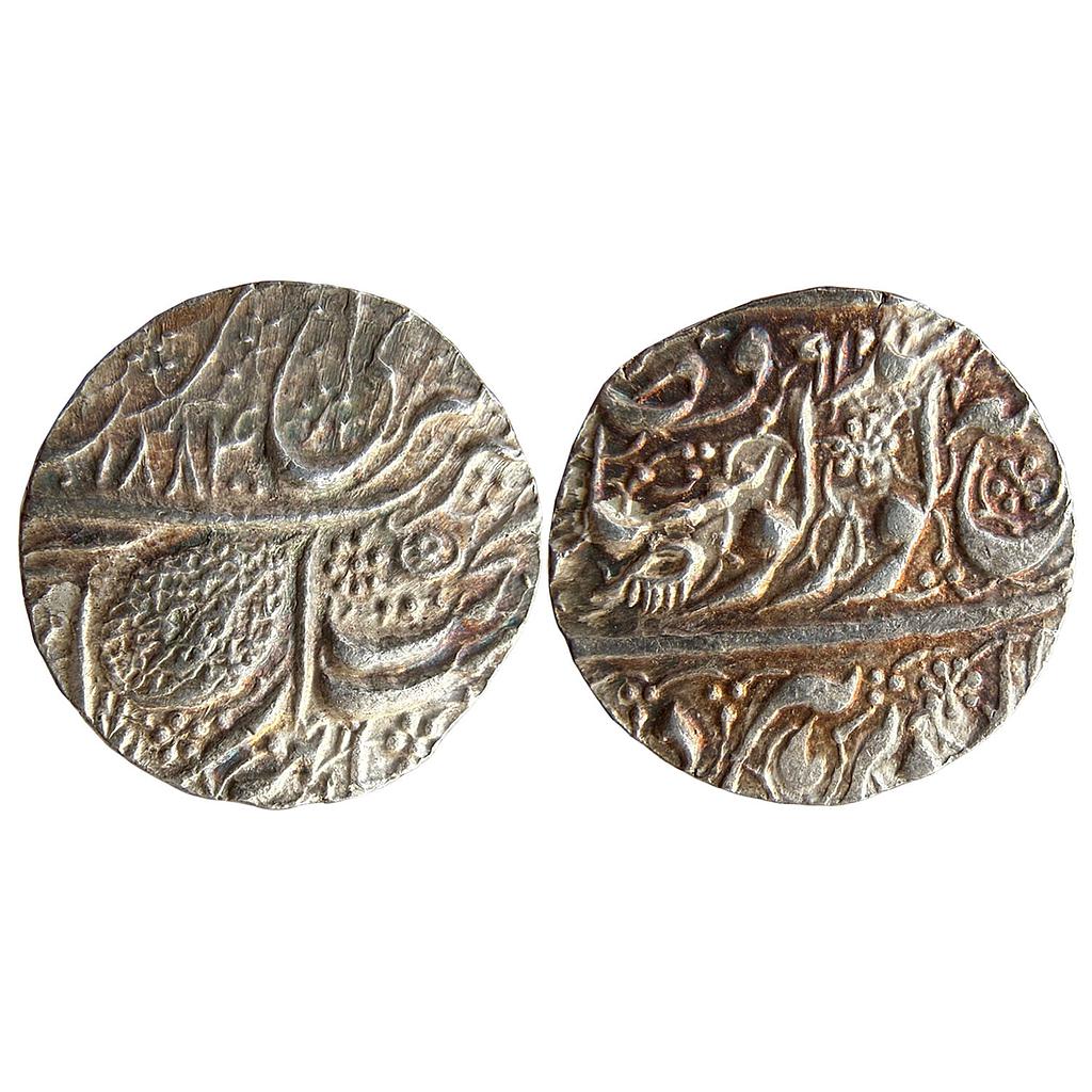 IK Sikh Empire Ranjit Singh VS 1884 1891 Amritsar Mint Nanakshahi Couplet Silver Rupee