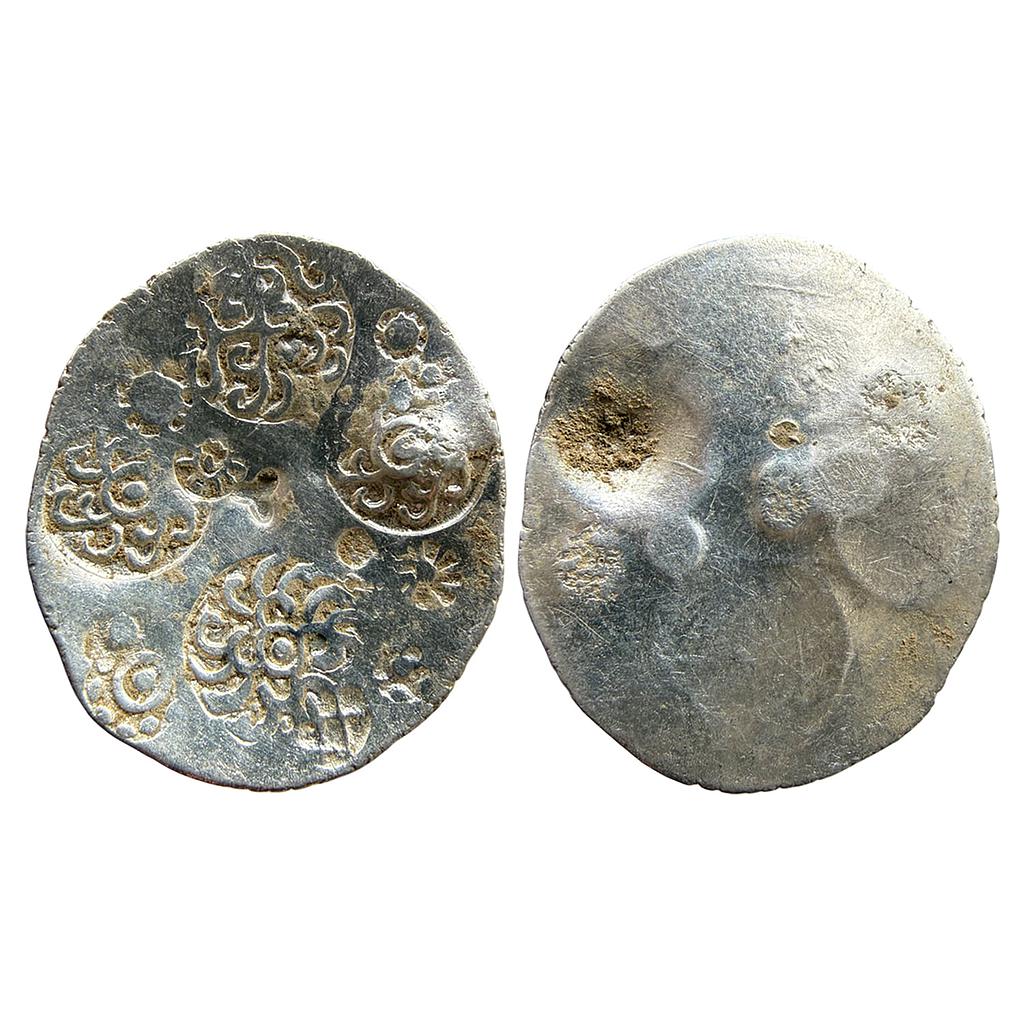 Ancient Punch Marked Coinage Middle Ganga Valley Kashi Mahajanapada AABC Configuration Archaic Scyphate Silver Vimshatika