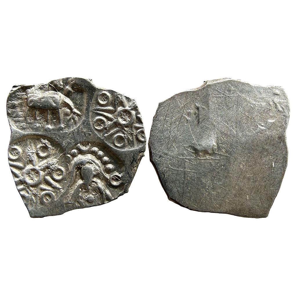 Ancient Punch Marked Coinage Northern Vidarbha Melghat Region Makhala Hoard type Silver 1/2 Karshapana
