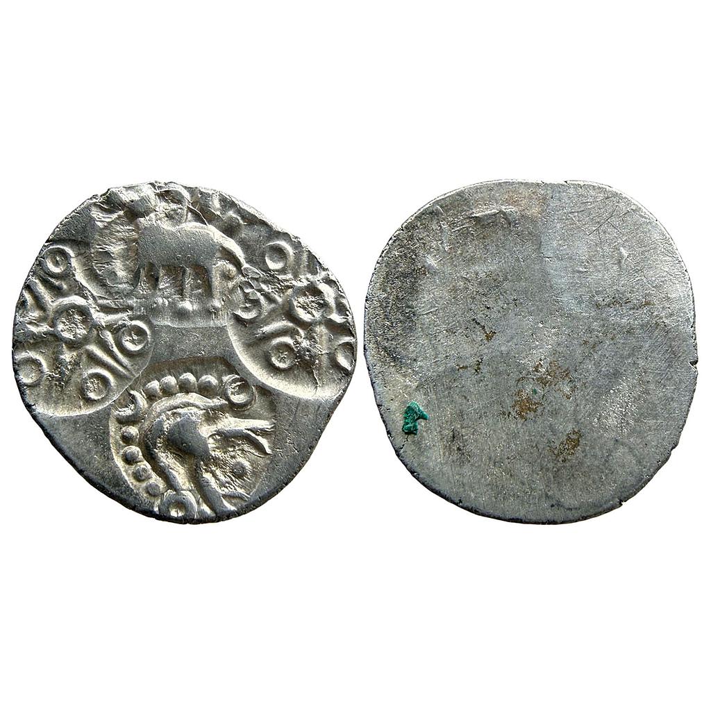 Ancient Punch Marked Coinage Northern Vidarbha Melghat Region Makhala Hoard type Silver 1/2 Karshapana