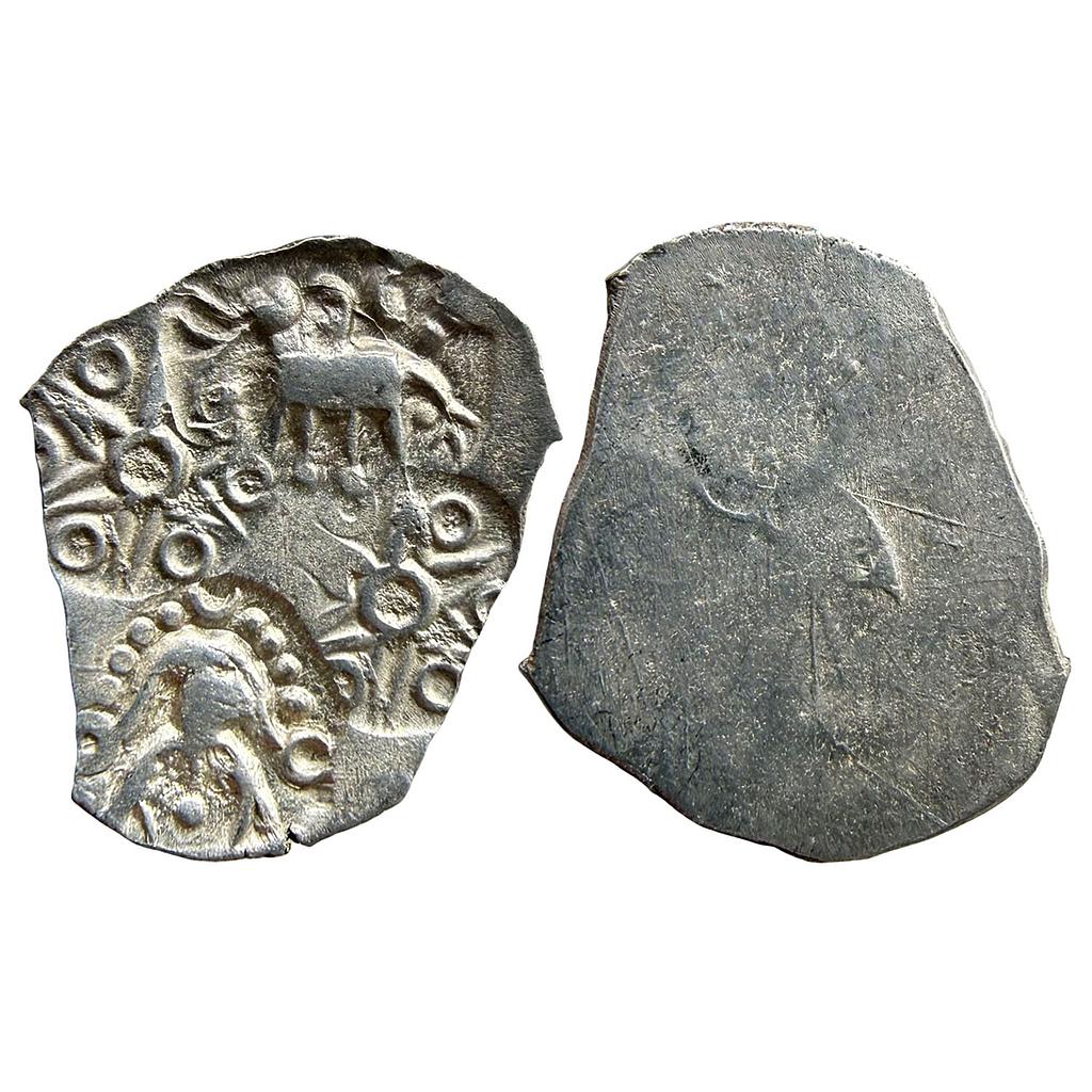 Ancient Punch Marked Coinage Northern Vidarbha Melghat Region Makhala Hoard type Silver 1/2 Karshapana