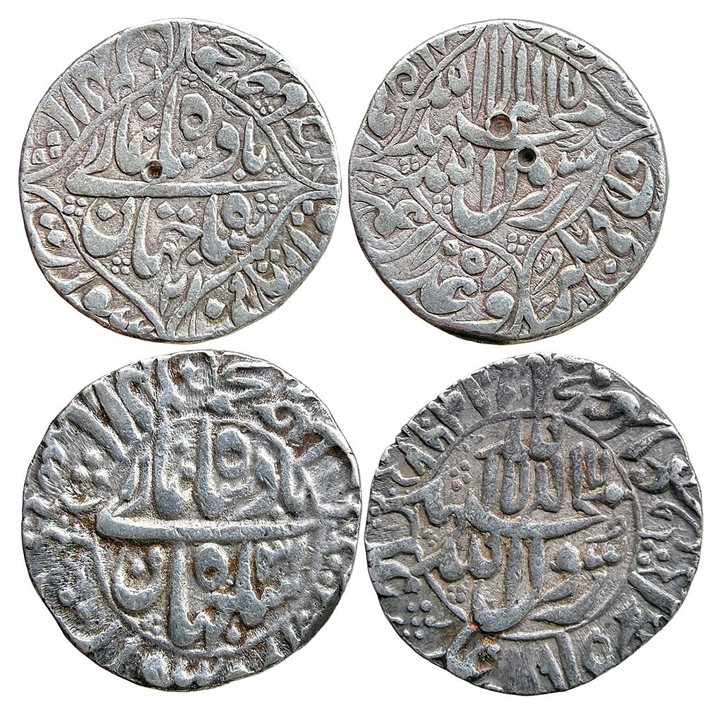 Mughal Shah Jahan Surat Mint Set of 2 Coins Silver Rupee