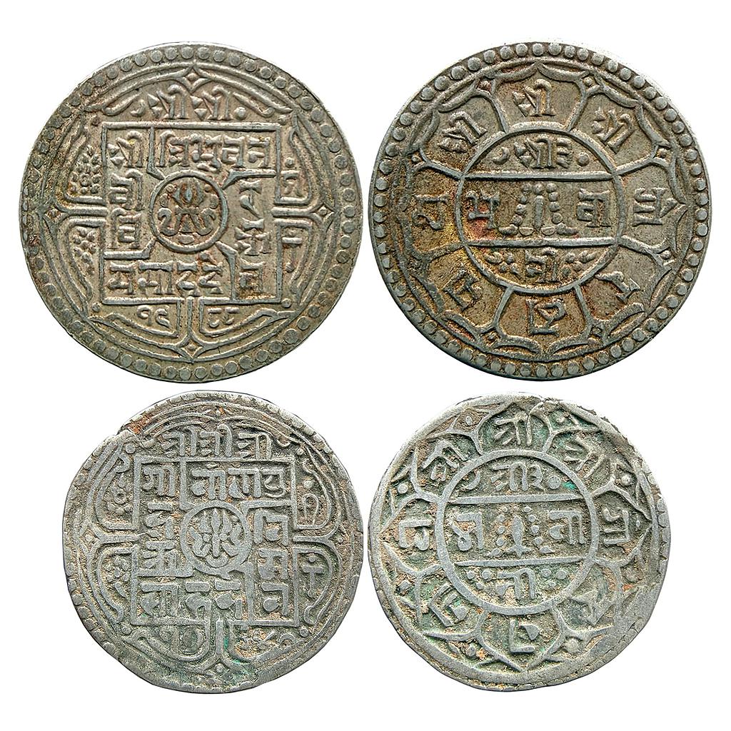 Nepal Tribhuvana Bir Bikram SE 1988 Girvan Yuddha Bikram Shah SE 1734 Set of 2 Coins Silver 2 Mohur &amp; 1 Mohur