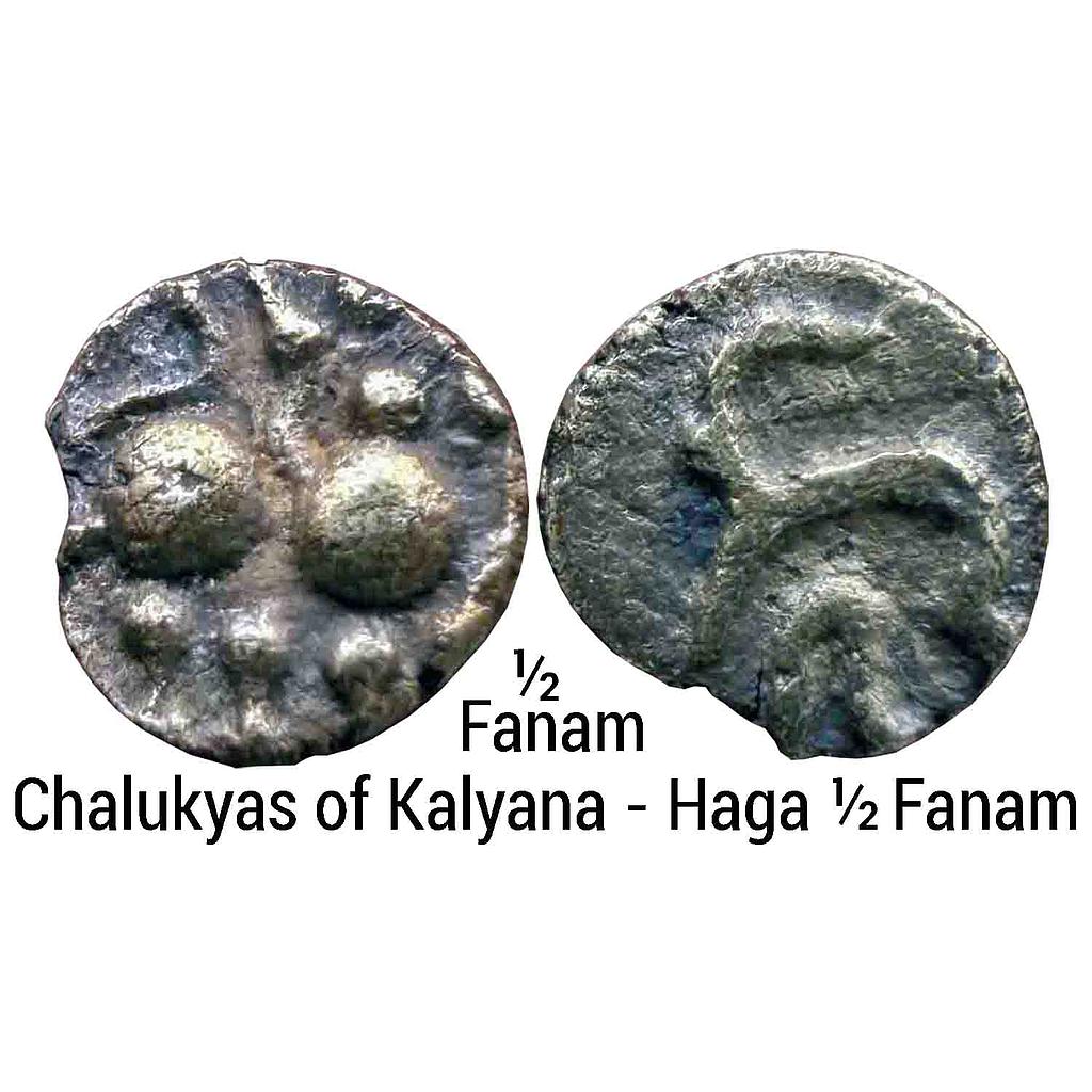 Hindu Medieval Chalukyas of Kalyana Base Gold 1/2 Fanam 2 Hagas