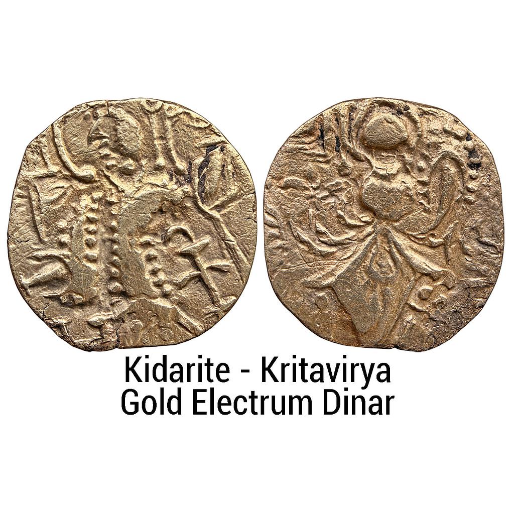 Ancient Punjab Region Post Kidarite Series Kritavirya Gold (60.35%) electrum Dinar