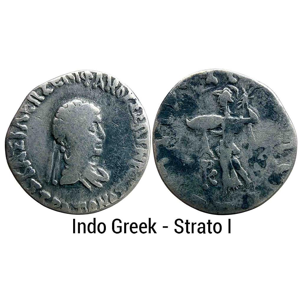 Ancient Indo-Greeks Strato I Silver Drachm