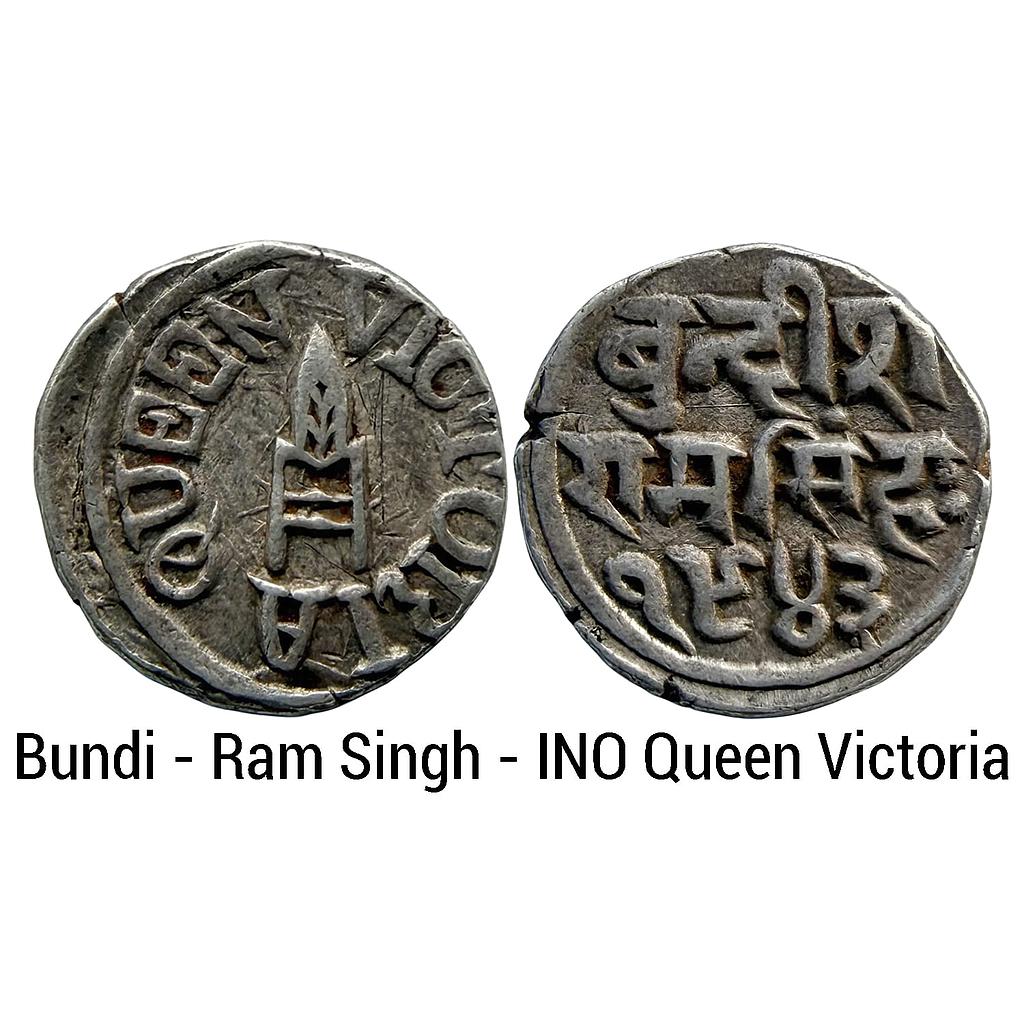 IPS Bundi State Ram Singh INO Queen Victoria Silver Rupee