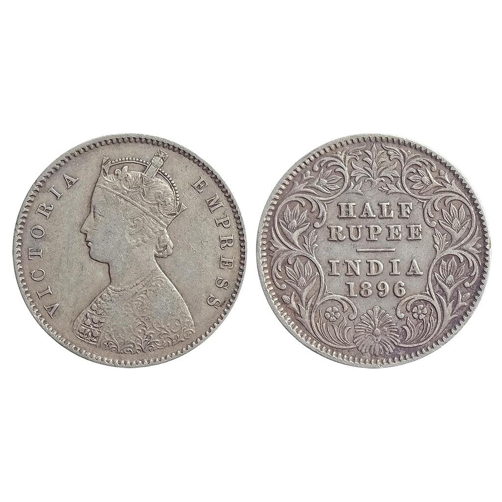 British India, Victoria Empress, 1896 AD, Calcutta Mint, A / I / C incuse, Silver "1/2 Rupee"