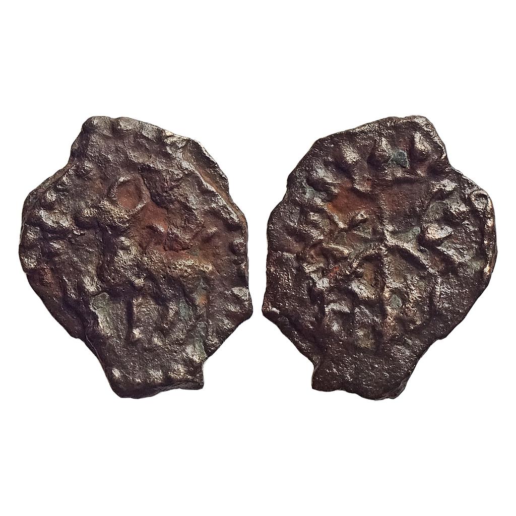 Ancient, Kaushambi, Vatsa Region, Lanky bull type, Uninscribed, Cast Copper Unit