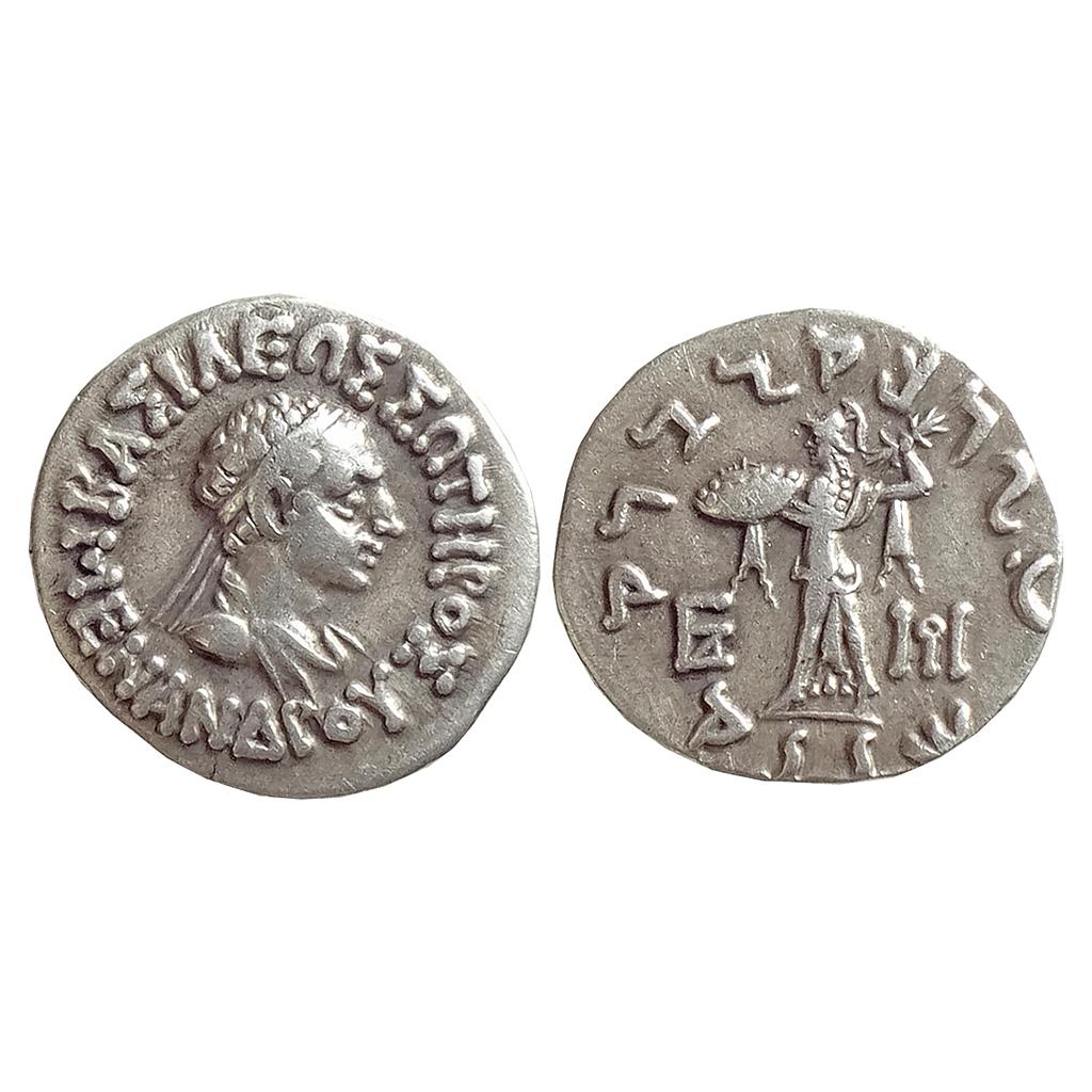 Ancient Indo-Greeks Menander I Silver Drachm