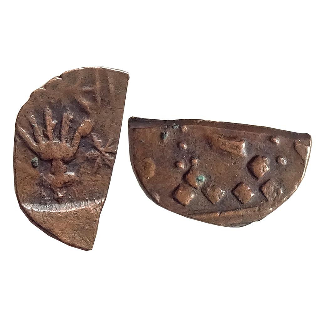 IPS Lunavada State Wakhat Singh open palm Hand symbol Copper 1/2 Paisa