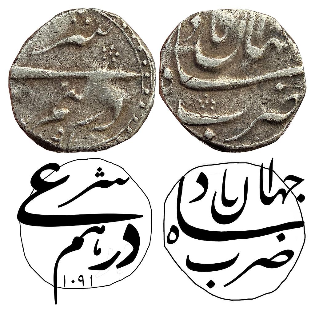 Mughal Aurangzeb Shahjahanabad Mint Silver Legal Dirham