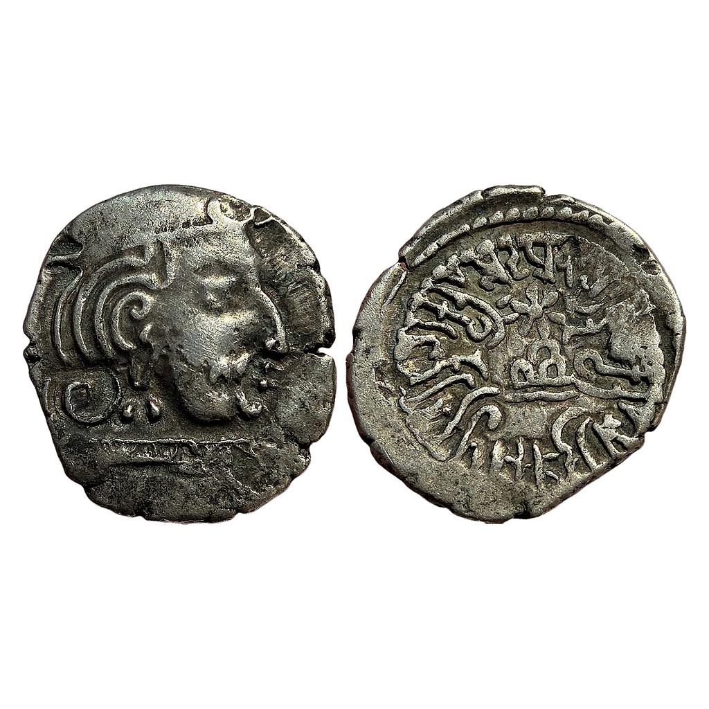 Ancient Western Kshatraps Kardamaka family Gujarat Damasena son of Rudrasimha I Silver Dramma