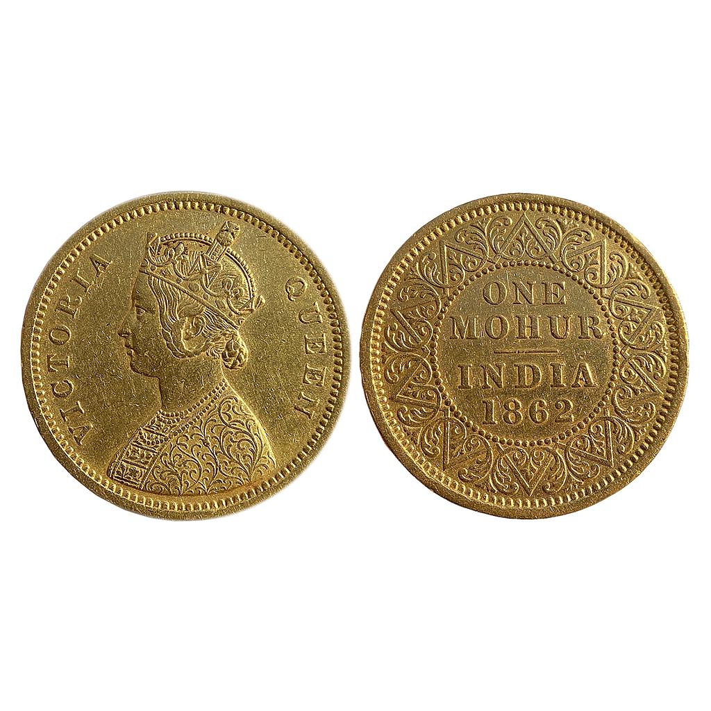 British India Victoria Queen 1862 AD Gold Mohur